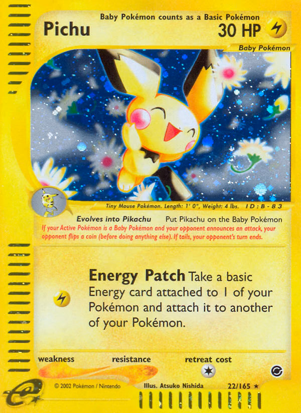Pichu Pokemon card (22/165, Expedition Base Set)