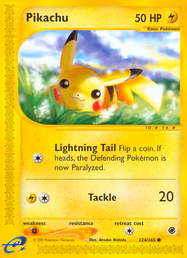 Pikachu Pokemon card (124/165, Expedition Base Set)