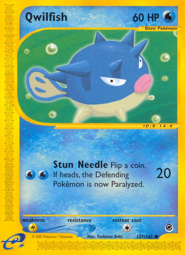 Qwilfish Pokemon card (127/165, Expedition Base Set)