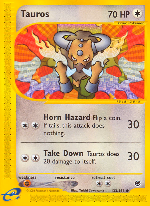 Tauros Pokemon card (133/165, Expedition Base Set)