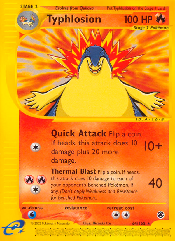 Typhlosion Pokemon card (64/165, Expedition Base Set)