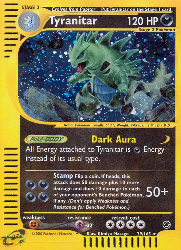 Tyranitar Pokemon card (29/165, Expedition Base Set)