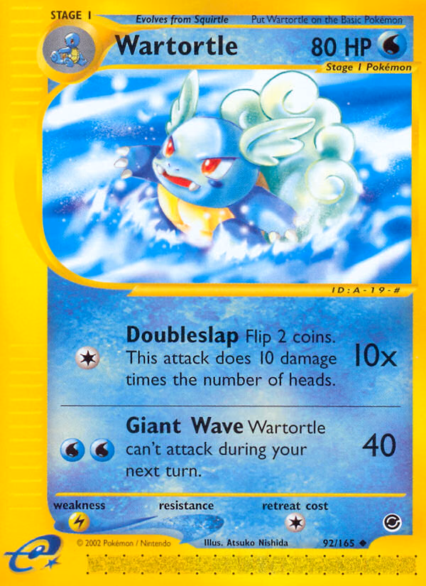 Wartortle Pokemon card (92/165, Expedition Base Set)