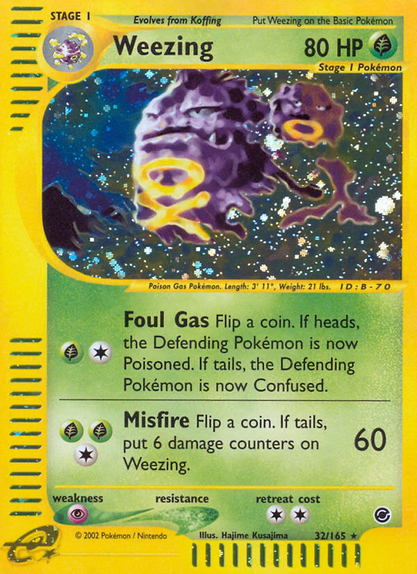 Weezing Pokemon card (32/165, Expedition Base Set)