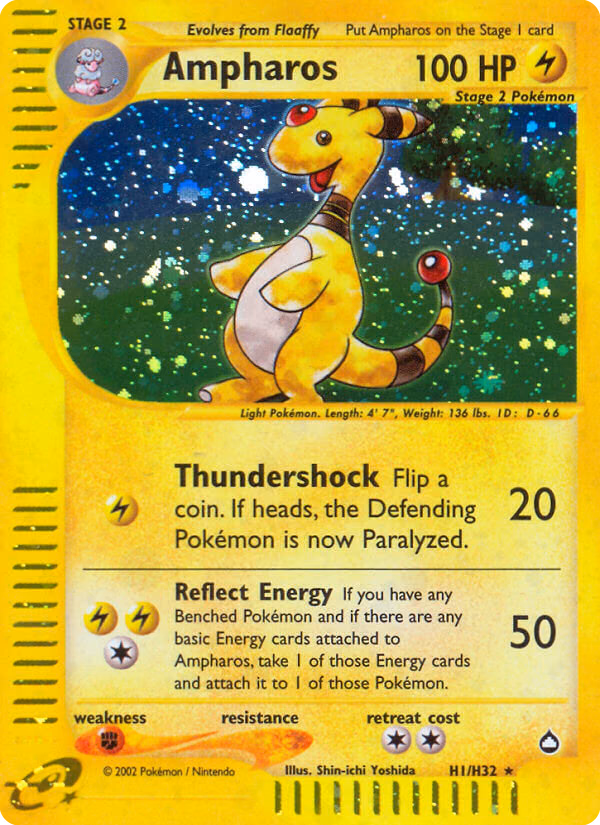 Ampharos Pokemon card (H1/H32, Aquapolis)
