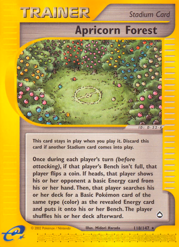 Apricorn Forest Pokemon card (118/147, Aquapolis)
