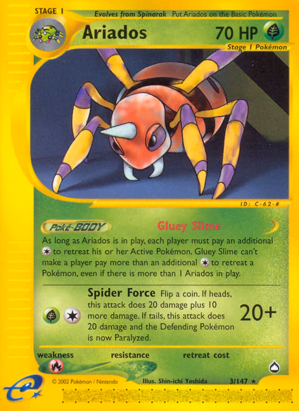 Ariados Pokemon card (3/147, Aquapolis)