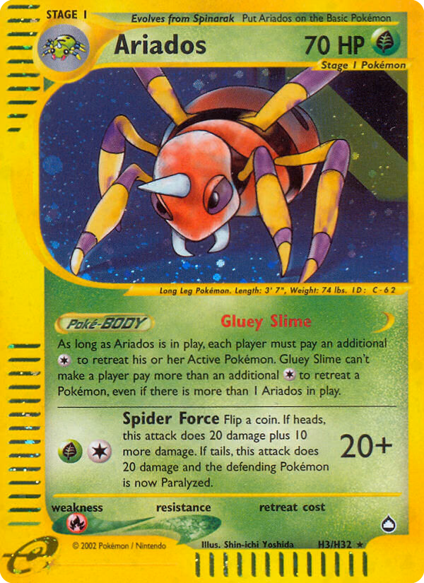 Ariados Pokemon card (H3/H32, Aquapolis)