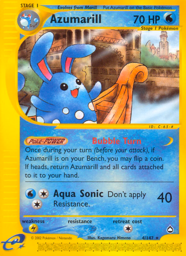 Azumarill Pokemon card (4/147, Aquapolis)