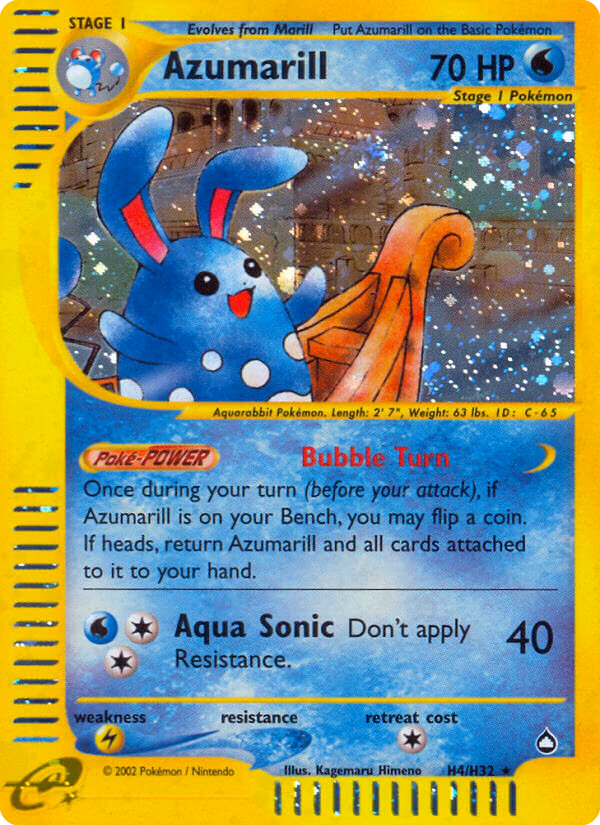 Azumarill Pokemon card (H4/H32, Aquapolis)