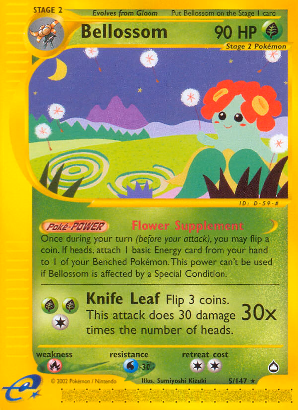 Bellossom Pokemon card (5/147, Aquapolis)