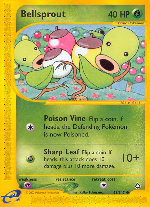 Bellsprout Pokemon card (68/147, Aquapolis)