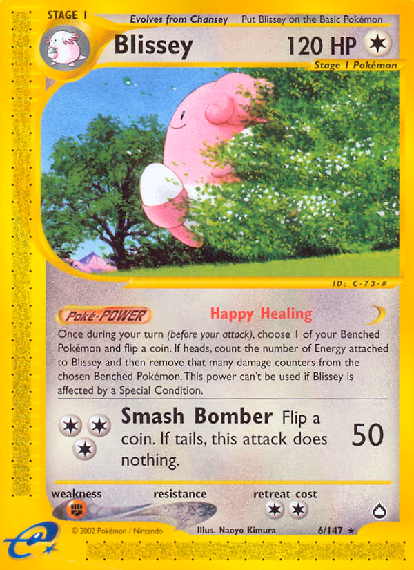 Blissey Pokemon card (6/147, Aquapolis)