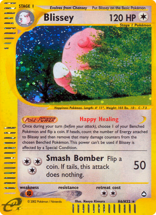 Blissey Pokemon card (H6/H32, Aquapolis)