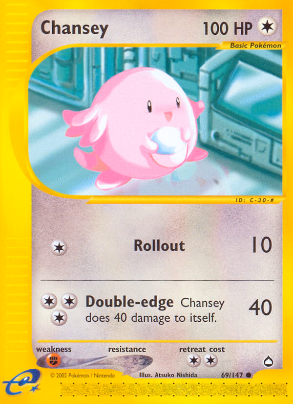 Chansey Pokemon card (69/147, Aquapolis)