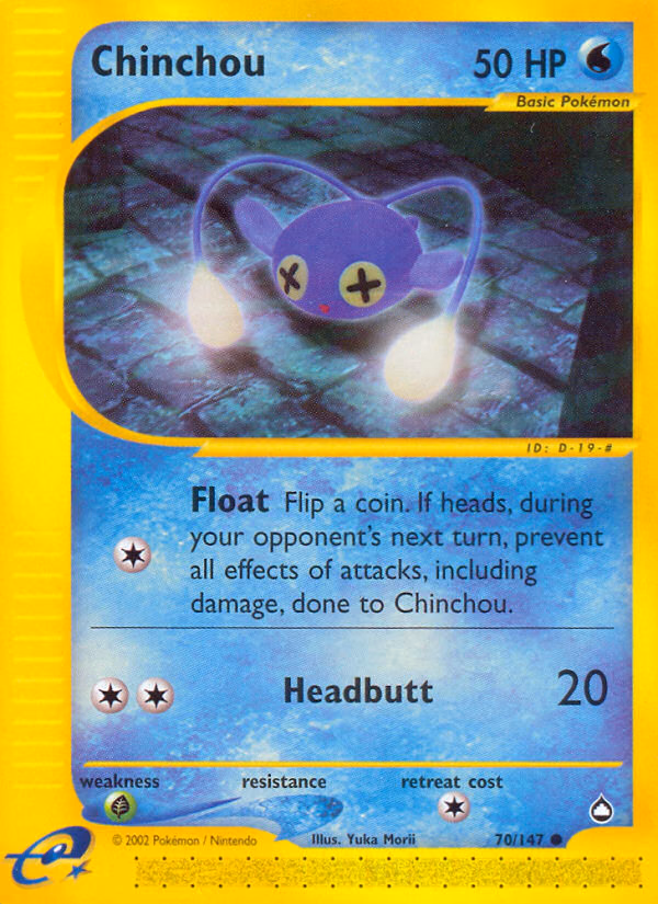 Chinchou Pokemon card (70/147, Aquapolis)