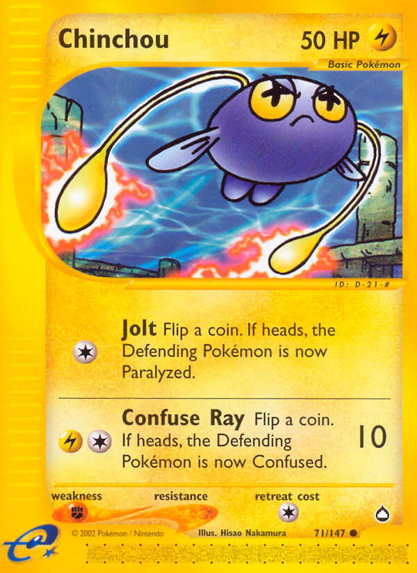 Chinchou Pokemon card (71/147, Aquapolis)