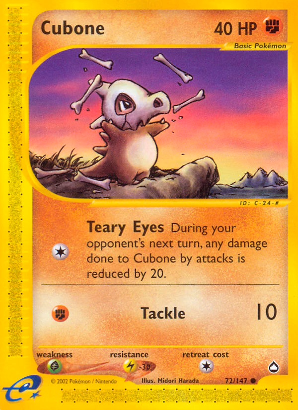 Cubone Pokemon card (72/147, Aquapolis)