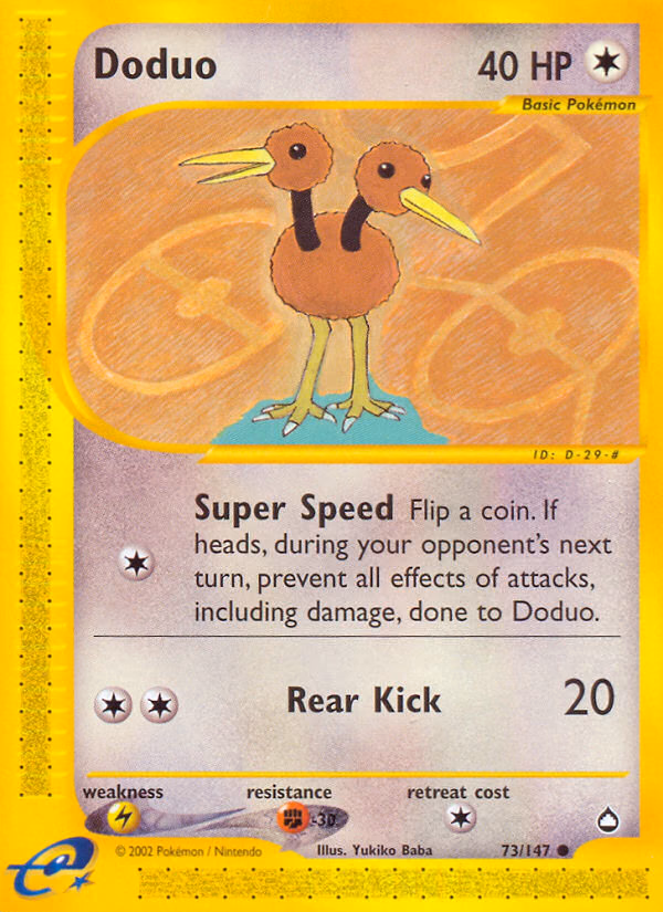 Doduo Pokemon card (73/147, Aquapolis)