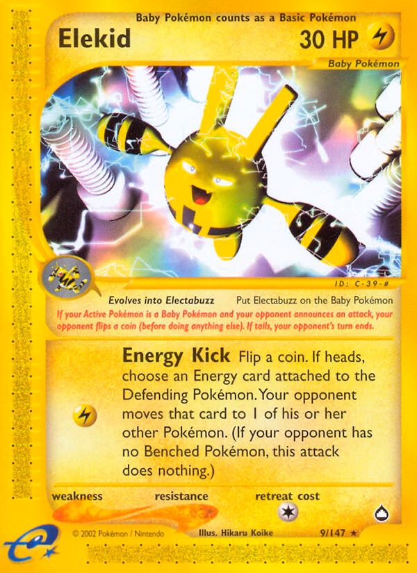 Elekid Pokemon card (9/147, Aquapolis)
