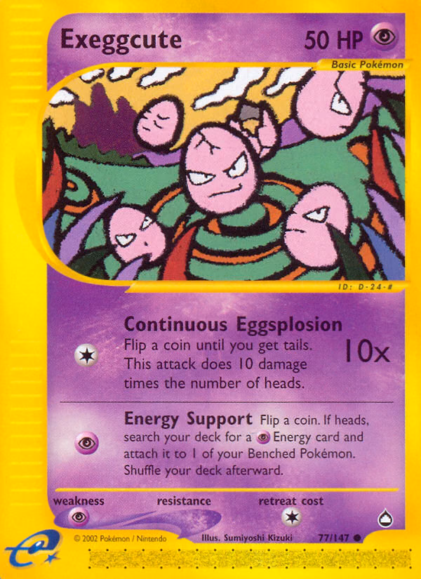 Exeggcute Pokemon card (77/147, Aquapolis)