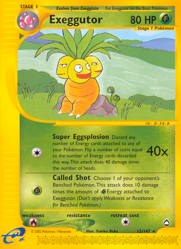 Exeggutor Pokemon card (12/147, Aquapolis)