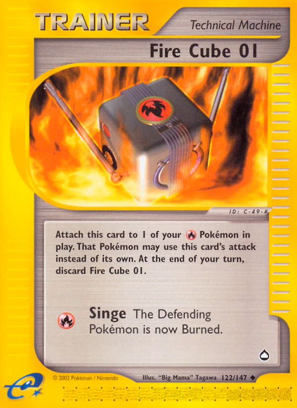 Fire Cube 01 Pokemon card (122/147, Aquapolis)
