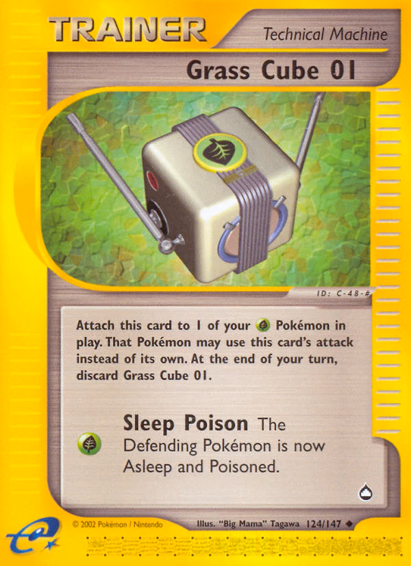 Grass Cube 01 Pokemon card (124/147, Aquapolis)