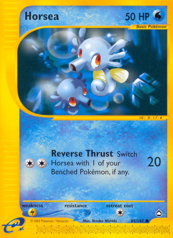 Horsea Pokemon card (85/147, Aquapolis)