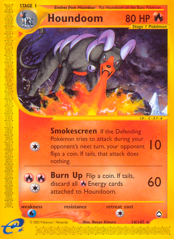 Houndoom Pokemon card (14/147, Aquapolis)