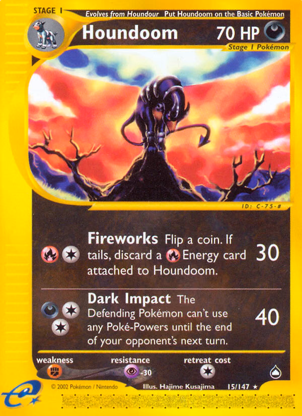 Houndoom Pokemon card (15/147, Aquapolis)