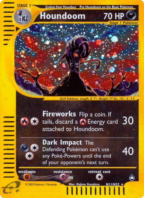 Houndoom Pokemon card (H11/H32, Aquapolis)