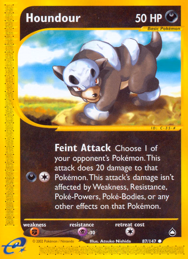 Houndour Pokemon card (87/147, Aquapolis)