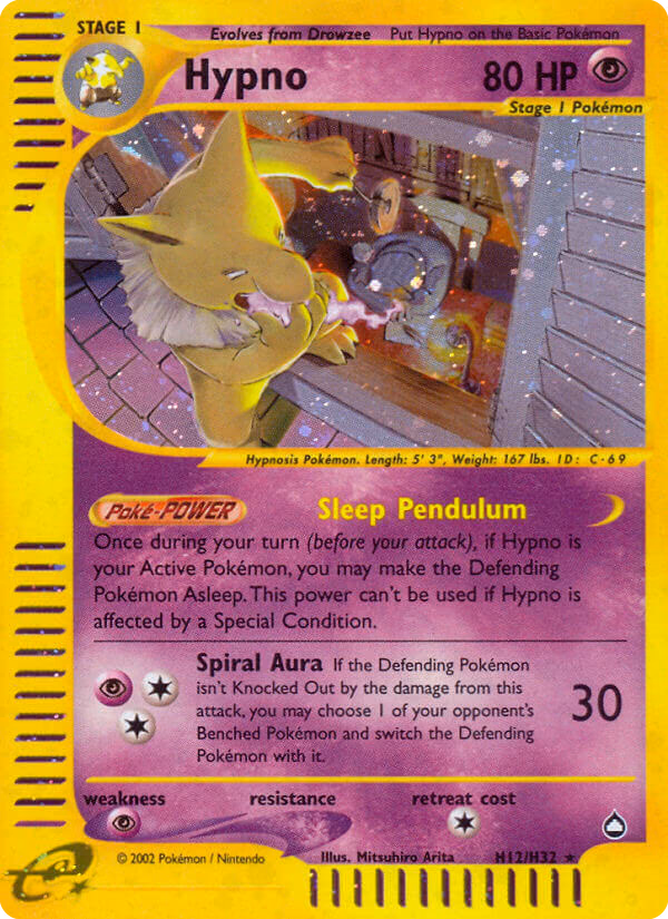 Hypno Pokemon card (H12/H32, Aquapolis)