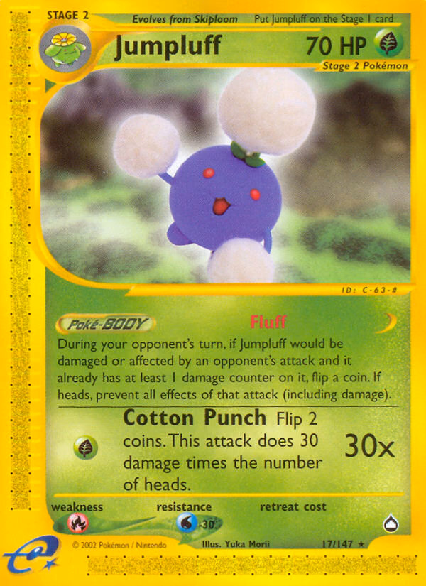 Jumpluff Pokemon card (17/147, Aquapolis)