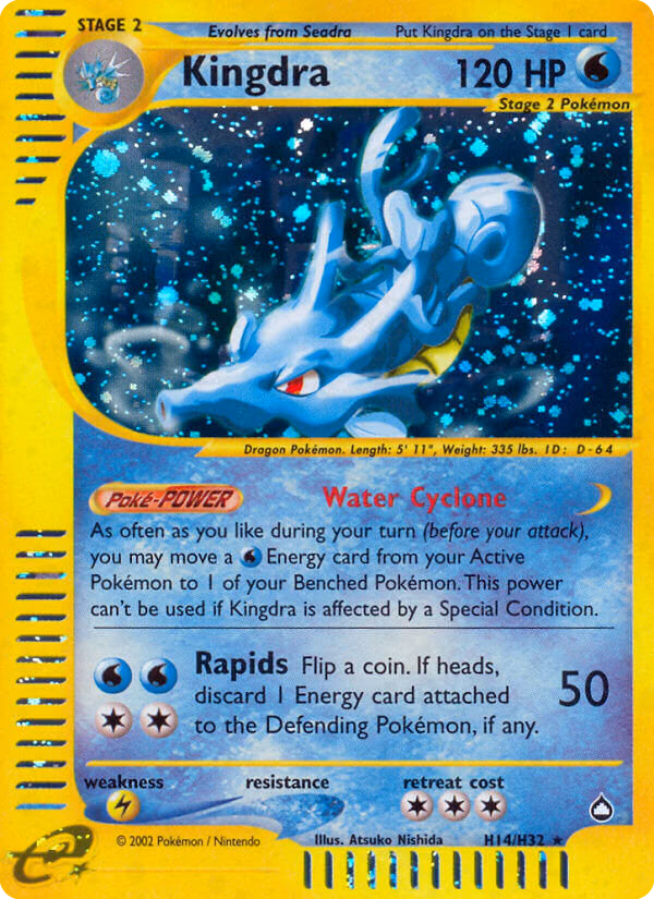 Kingdra Pokemon card (H14/H32, Aquapolis)
