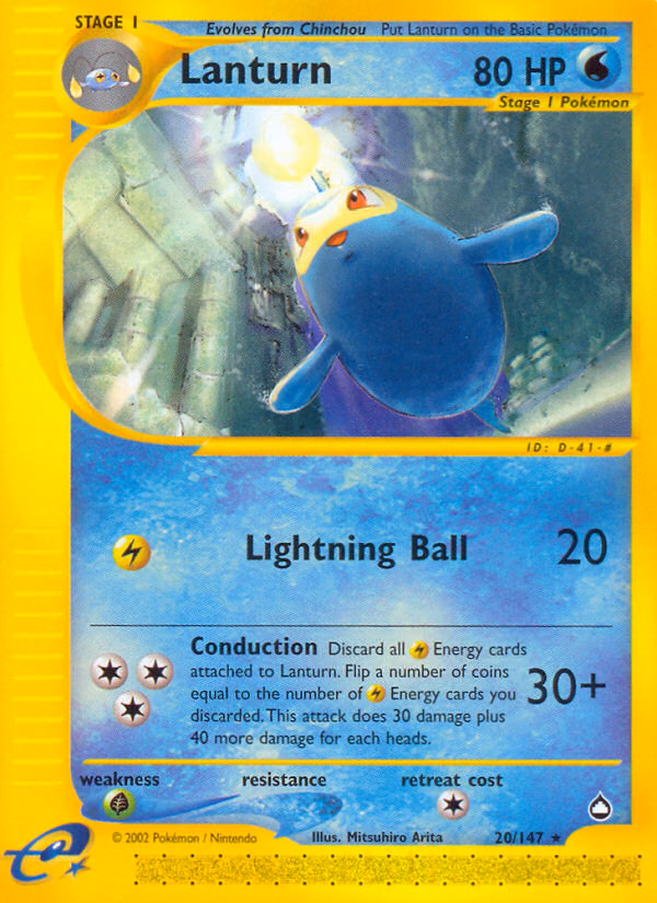Lanturn Pokemon card (20/147, Aquapolis)