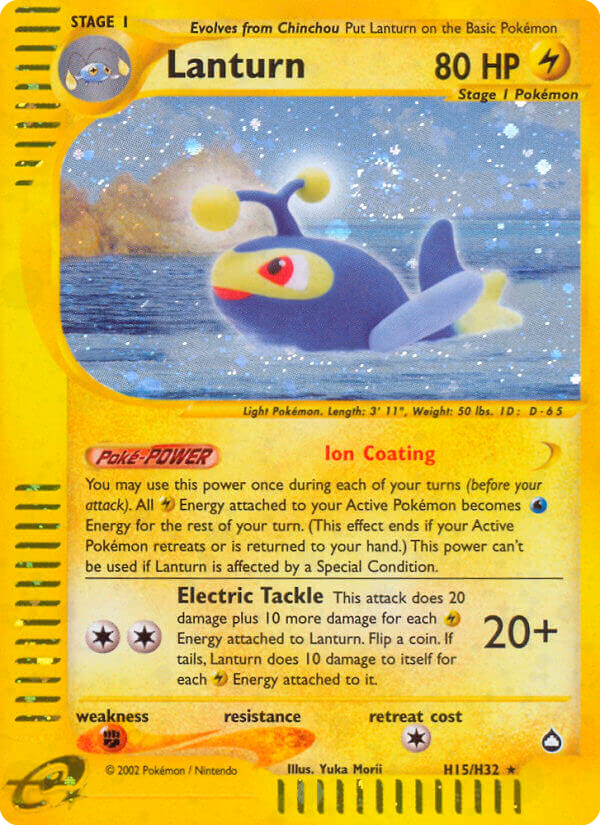 Lanturn Pokemon card (H15/H32, Aquapolis)