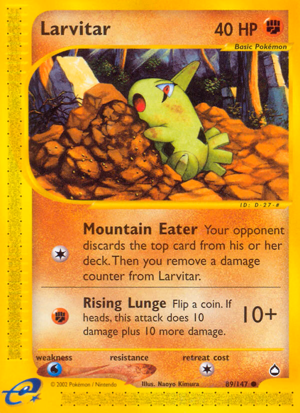 Larvitar Pokemon card (89/147, Aquapolis)