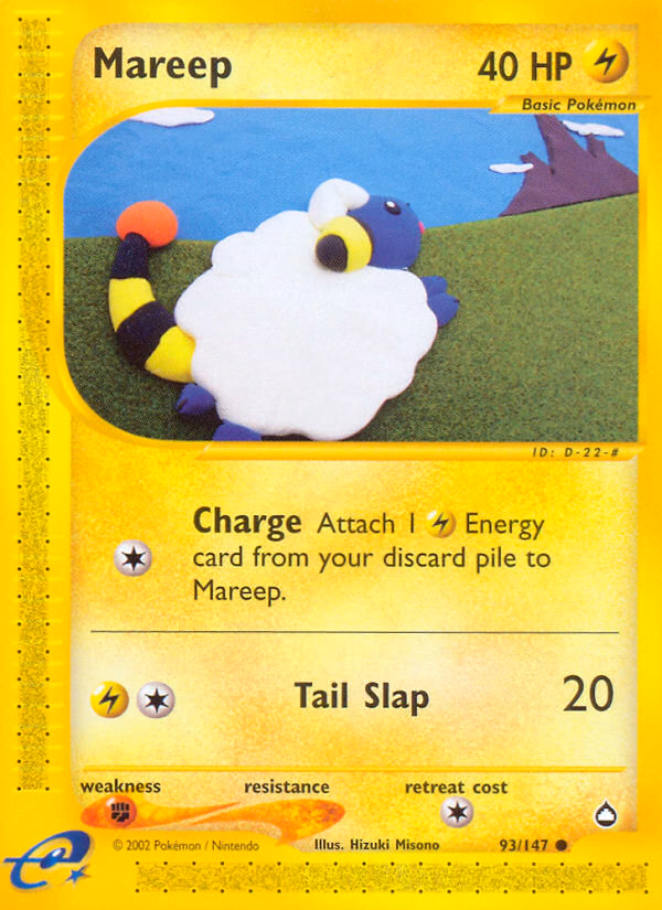 Mareep Pokemon card (93/147, Aquapolis)