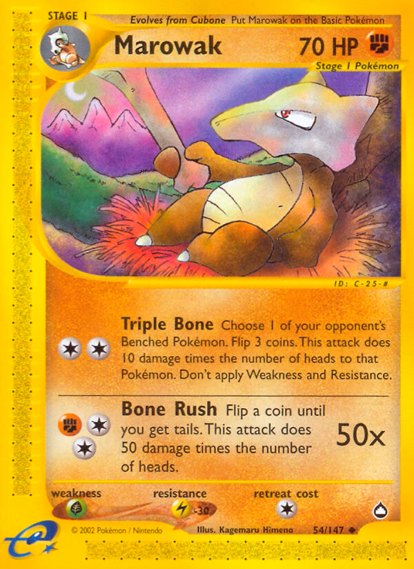 Marowak Pokemon card (54/147, Aquapolis)