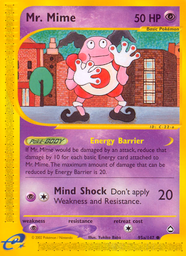 Mr. Mime Pokemon card (95/147, Aquapolis)