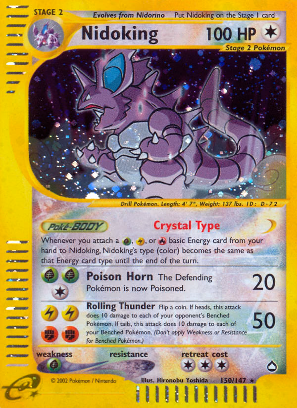 Nidoking Pokemon card (150/147, Aquapolis)
