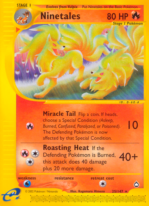 Ninetales Pokemon card (25/147, Aquapolis)