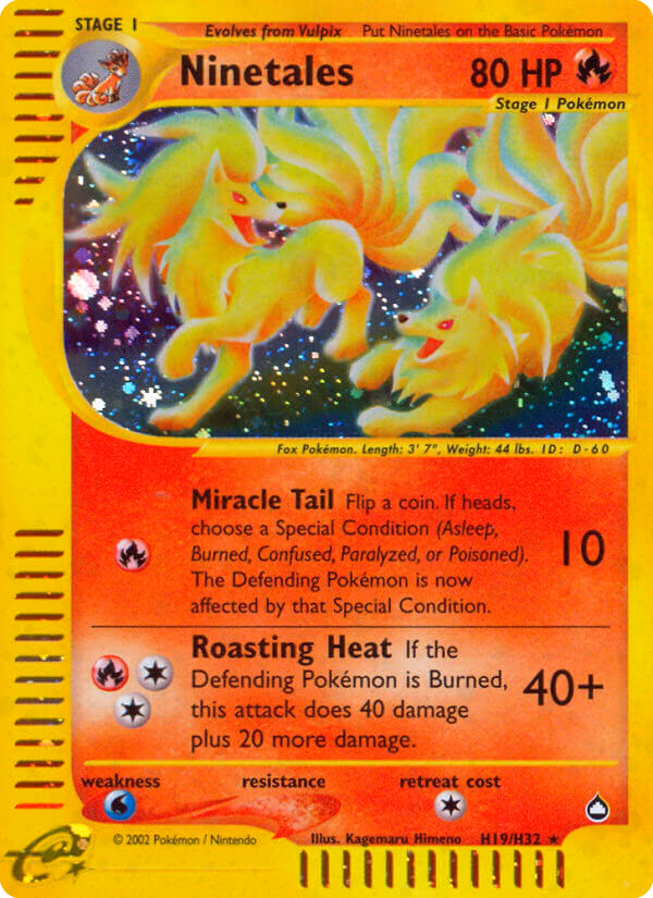Ninetales Pokemon card (H19/H32, Aquapolis)
