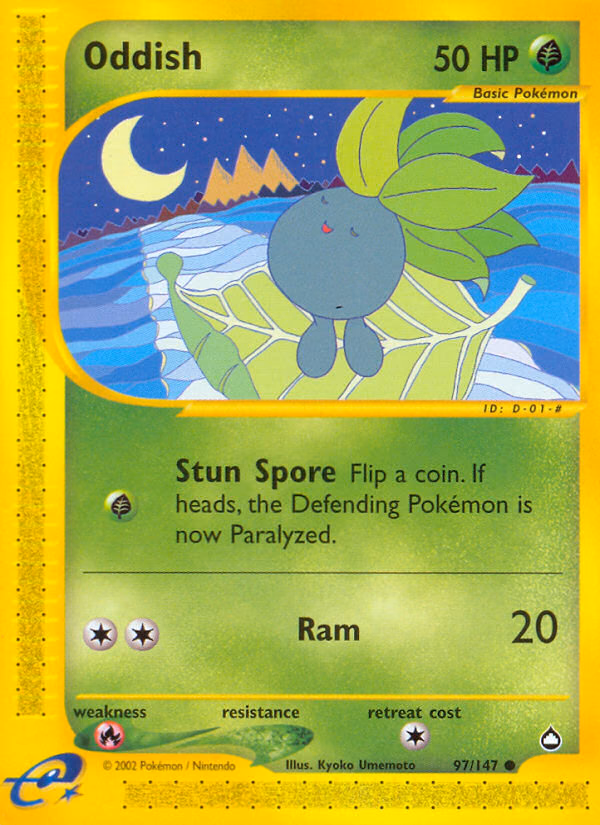 Oddish Pokemon card (97/147, Aquapolis)