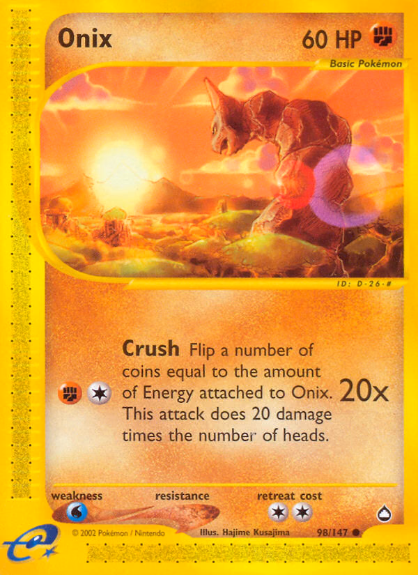 Onix Pokemon card (98/147, Aquapolis)