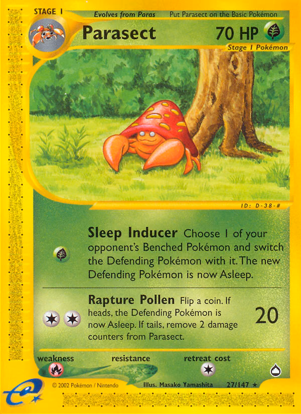 Parasect Pokemon card (27/147, Aquapolis)