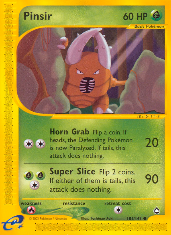 Pinsir Pokemon card (101/147, Aquapolis)