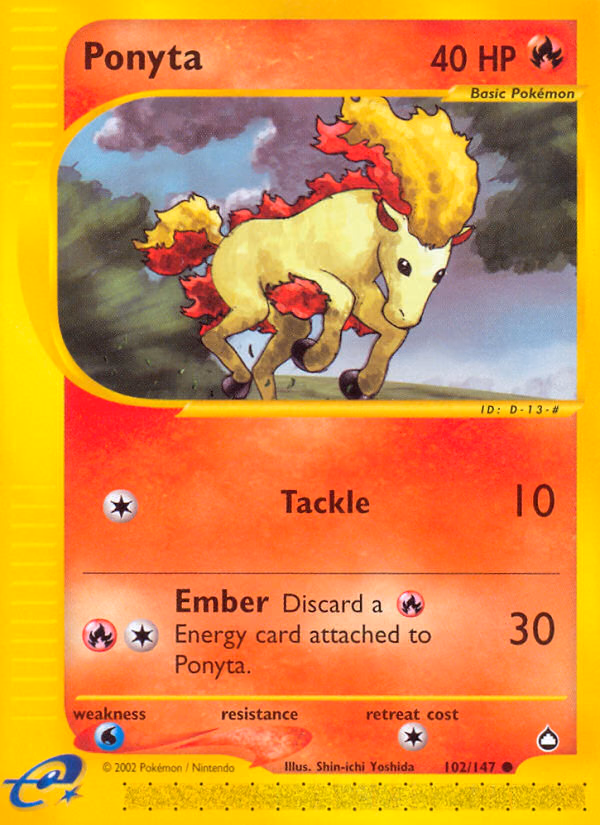 Ponyta Pokemon card (102/147, Aquapolis)